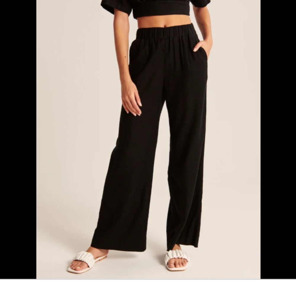 Abercrombie & Fitch Black Linen Pant Size L - Sold Out Online